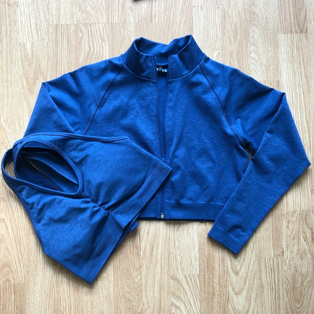 Alphalete Amplify Oceania Jacket and Sports Bra Set both size M